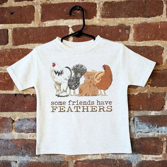 "some friends have feathers." Short Sleeve Toddler Tee
