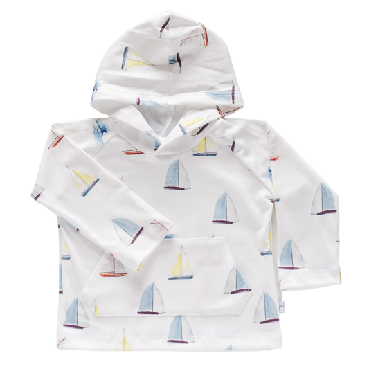 Baby/Kids Organic Pocket Hoodie - sailboats