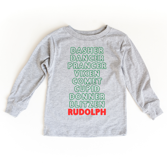 Reindeer list Rudolf Toddler and Youth Christmas Shirt