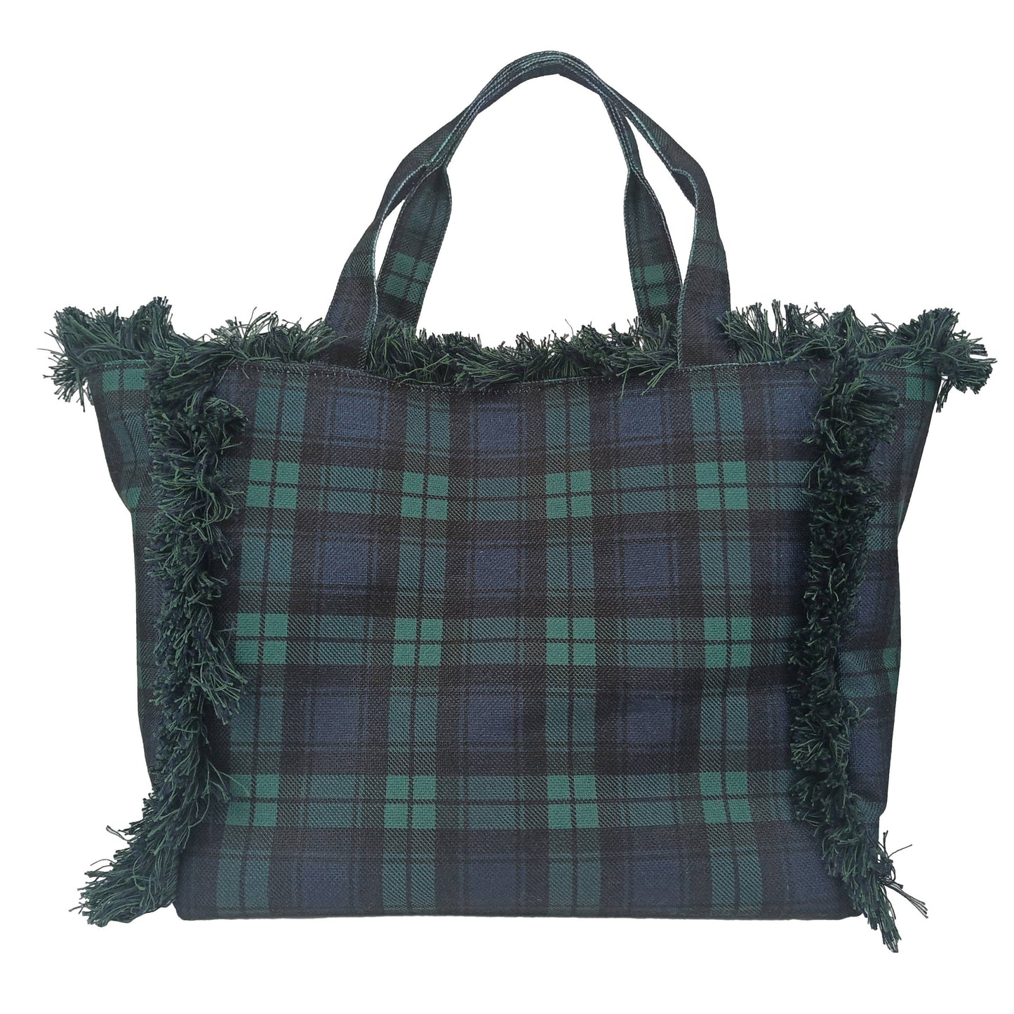 Fringe Tote - Blank Plaid