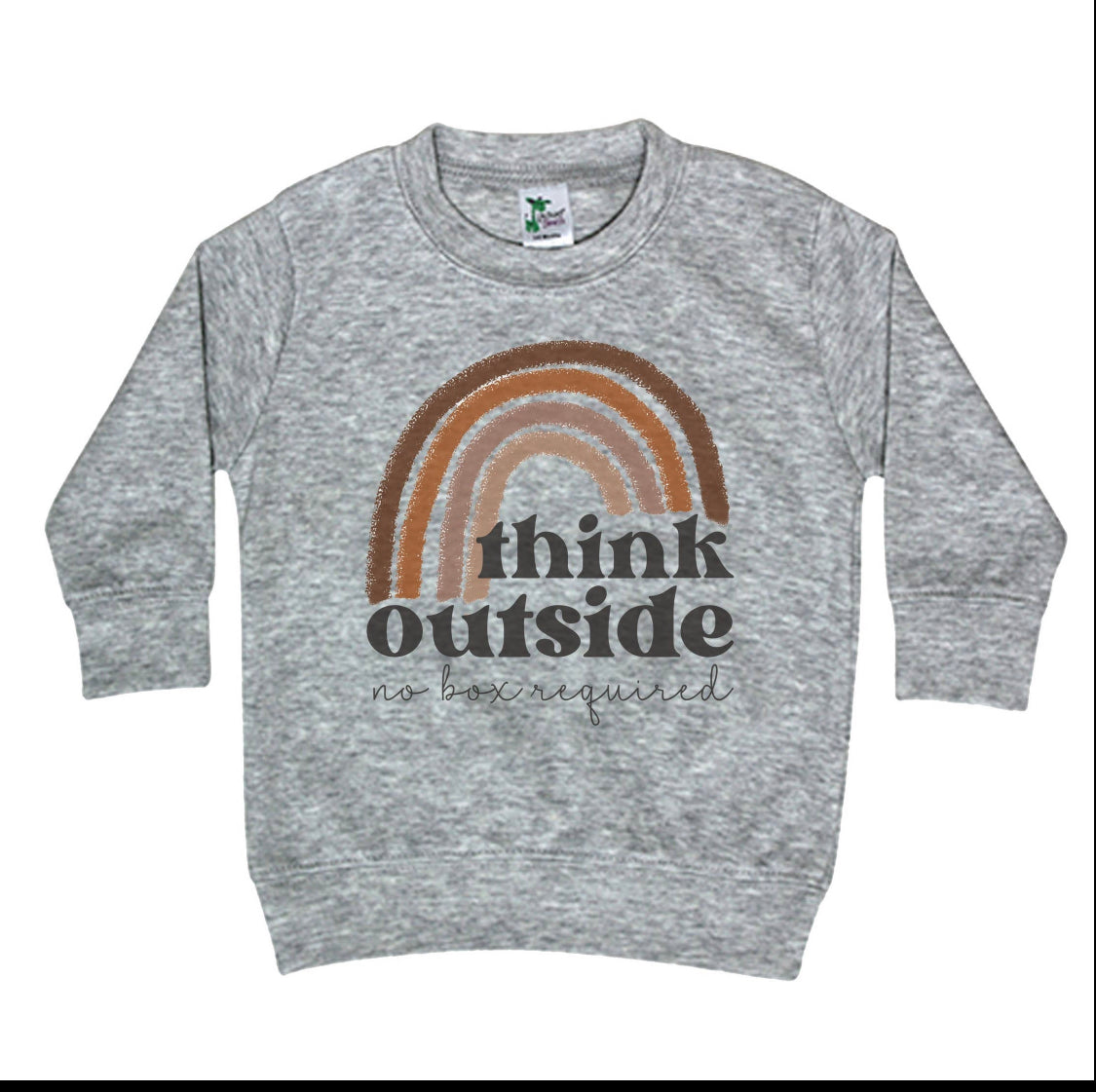 "Think Outside No Box Required" Long Sleeve Toddler Tee